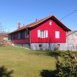 Construction bardage rouge d'une maison en Alsace dans le haut rhin (68)