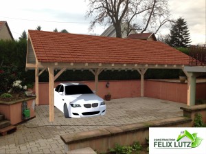 Réalisation 3D d'un carport en ossature bois