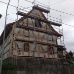 Avant la réalisation d'un colombage sur une maison en Alsace