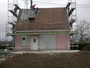 Début de travaux avant de construire une extension en bois