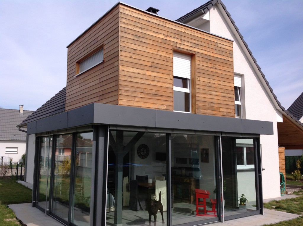 Extension terrasse avec étage en ossature bois